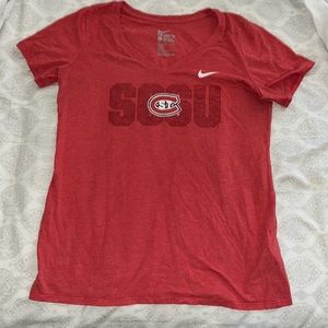 SCSU St. Cloud State red Nike Tee V-neck size L